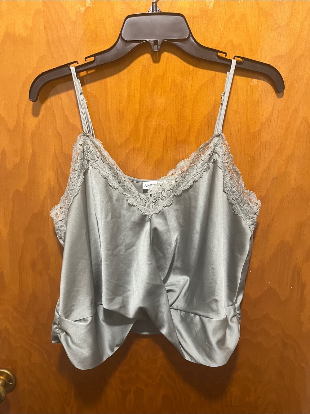 And Now This Lace-Trim Satin Camisole in Light Green